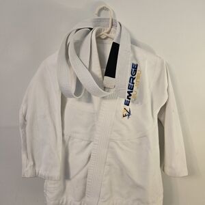 Erge Kids White Martial Arts Jacket with Blue Logo